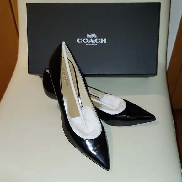 Coach UniPump Black Jet Mirror Kitten Heel Pump - Size 8.5 (Box D) - Picture 1 of 15